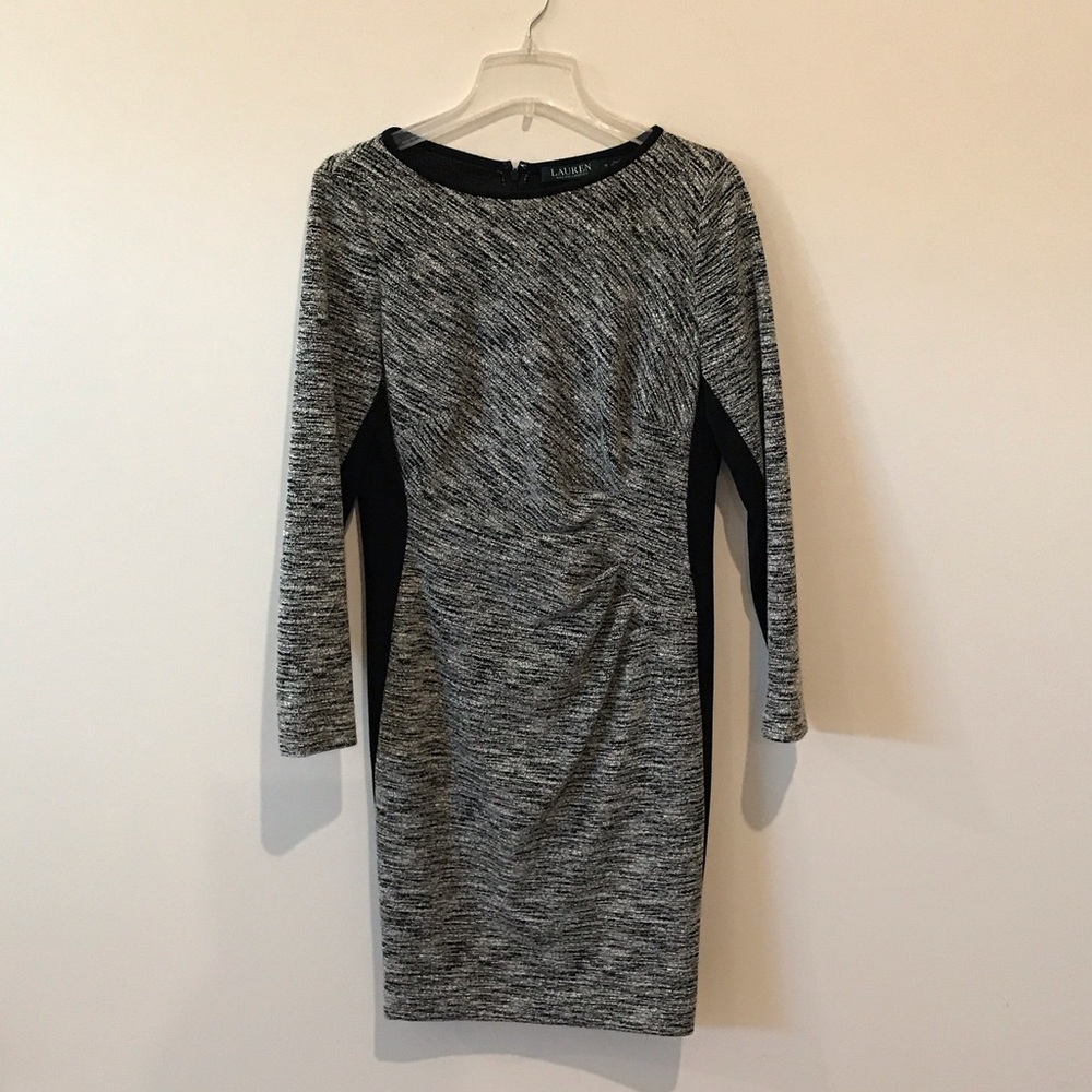 Lauren Ralph Lauren Black and Gray Long Sleeve Dress